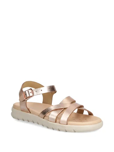 Geox Kids' Metallic Strap Sandals In Brown