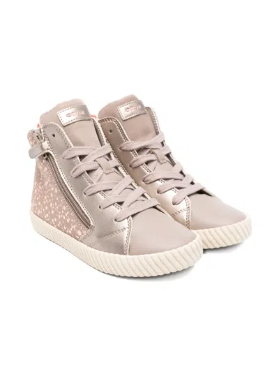 Geox Kids' Mirrorless Zip-fastening Glitter High-top Sneakers In Multi