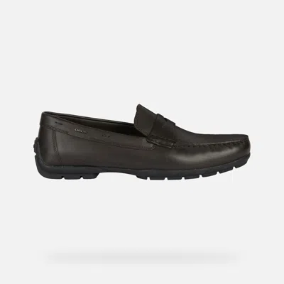 Geox Man Loafers Black Size 9 Leather In Coffee