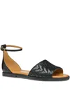 Geox Naileen Woven Ankle-strap Flat Sandals In Black