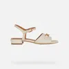 Geox Woman Sandals Cream Size 7.5 Leather In Light Sand