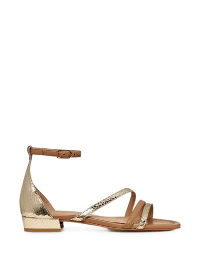 Geox New Eraklia Snakeskin-effect Buckled Sandals In Gold