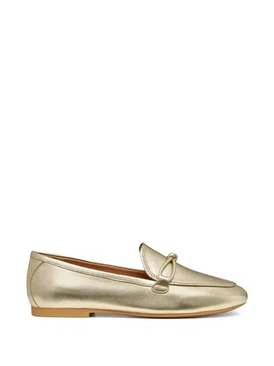 Geox New Palmaria Metallic-finish Knot-detail Loafers In Gold