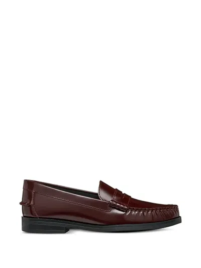 Geox Noemen Polished-finish Penny Loafers In Burgundy