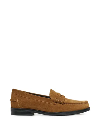 Geox Noemen Suede Penny-slot Loafers In Brown