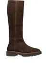 Geox Norize Suede Knee-high Boots In Brown
