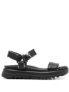 Geox Open-toe Leather Sandals In Black