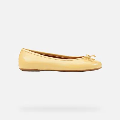 Geox Woman Ballet Flats Yellow Size 7 Leather In Light Yellow