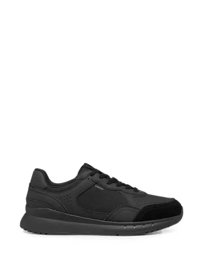 Geox Panelled Lace-up Sneakers In Black