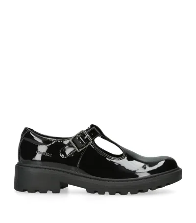 Geox Girls Black Kids Casey Logo-debossed Patent-leather Shoes 6-7 Years