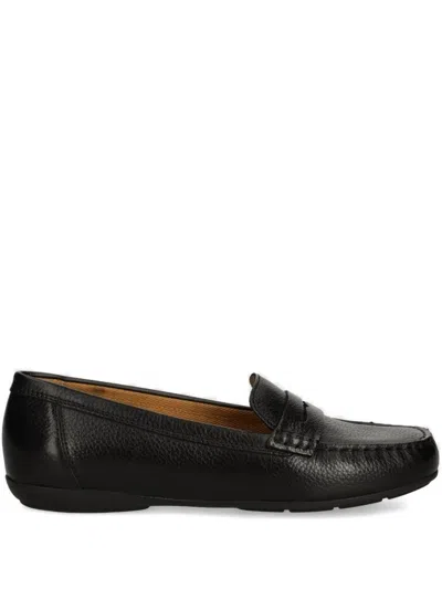 Geox Penny Leather Loafers In Black