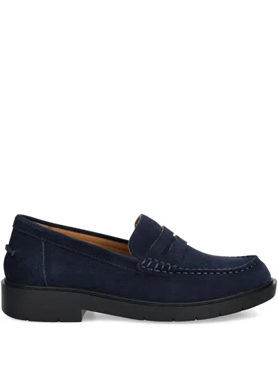 Geox Penny-strap Suede Loafers In Blue