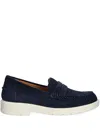 Geox Spherica Leather Moccasin In Blue