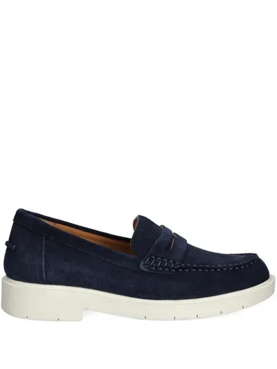 Geox Penny-strap Suede Loafers In Blue