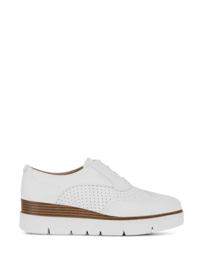 Geox Perforated Platform Oxford Shoes In White