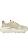 Geox Perforated Suede Leather Sneakers In Neutral