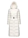 Geox Pheby Hooded Belted Puffer Coat In White