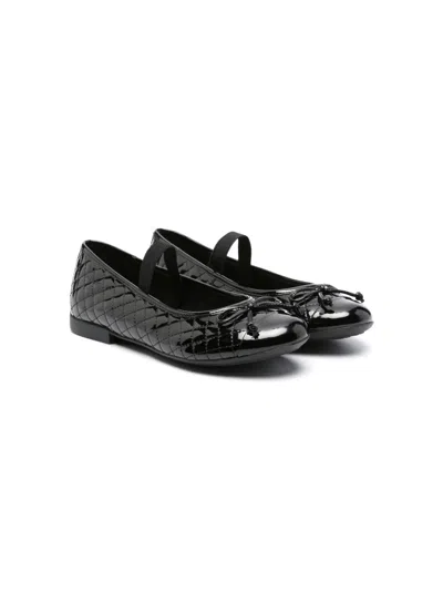 Geox Kids' Plie High-shine Ballerina Shoes In Black