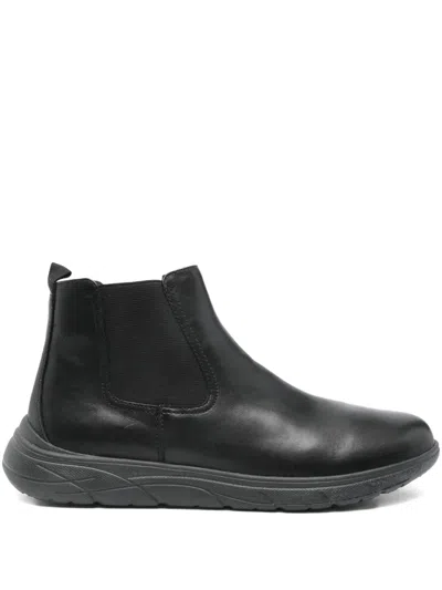 Geox Portello Leder Elasticated Leather Boots In Black