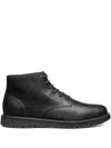 Geox Pove Lace-up Leather Boots In Black