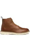 Geox Pove Lace-up Zip-up Boots In Brown