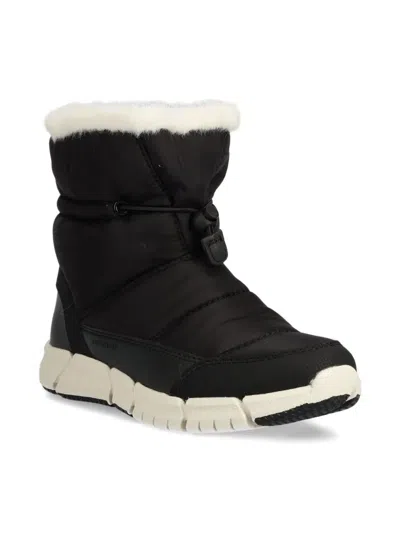 Geox Kids' Quilted Faux-fur Trim Boots In Black