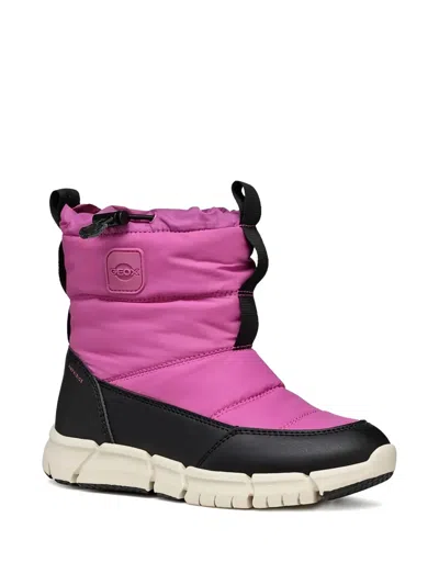 Geox Kids' Quilted Pull-on Ankle Boots In Pink