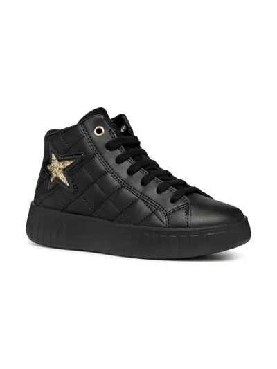 Geox Kids' Qulilted Lace-up Sneakers In Black