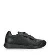 Geox Black Kids' Rann-e Faux-leather And Woven Low-top Trainers Eur 39 /5.5 Uk In Black