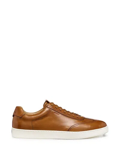 Geox Regio Leather Sneakers In Brown