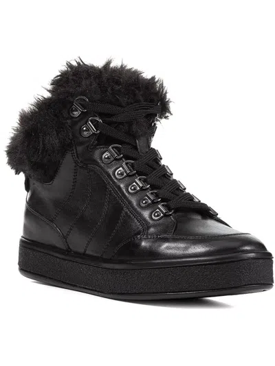 Geox Respira Leelu Womens Leather Lifestyle High-top Sneakers In Black
