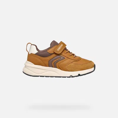 Geox Kids'  J Rooner D Boys Trainers Colour: Navy/dark Red, Size: Junior 6 / 39 In Dark Yellow/coffee S