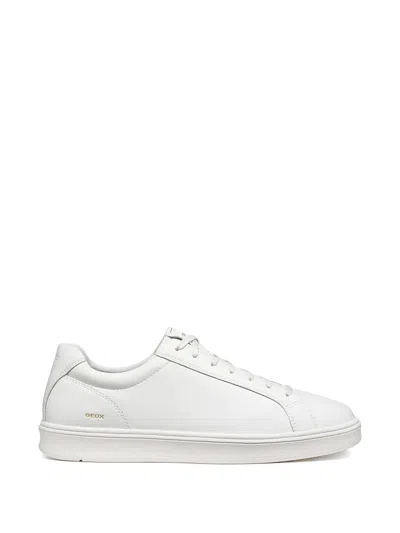 Geox Round Toe Lace-up Sneakers In White