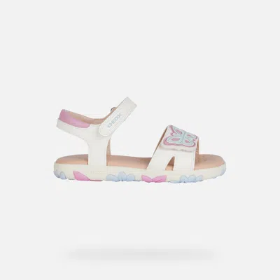 Geox Kids' Sandal Haiti Girl White/dark Pink In White,dark Pink
