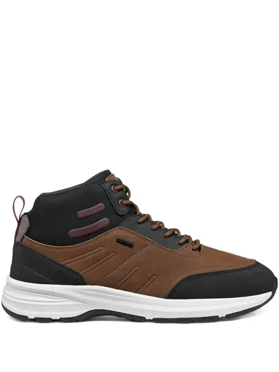Geox Senales Abx Panelled Lace-up Boots In Brown