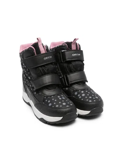 Geox Kids' Sentiero Polka-dot Ankle Boots In Black