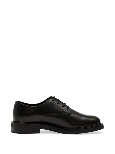 Geox Serilda Lace-up Leather Sneakers In Black