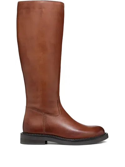 Geox Serilda Leather Boots In Brown