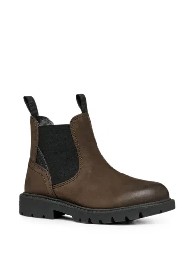 Geox Kids' Shaylax Elasticated-side Panel Ankle Boots In 褐色