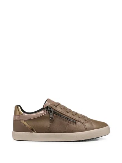 Geox Side-zip Panelled Sneakers In Brown