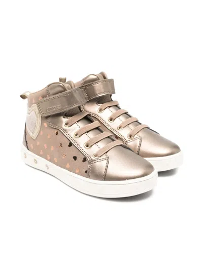 Geox Skylin Heart Appliqué Trainers In Brown