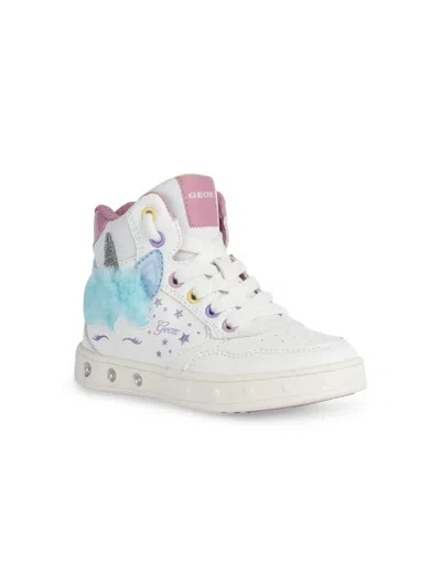 Geox Kids' Skylin Unicorn High-top Sneakers In White