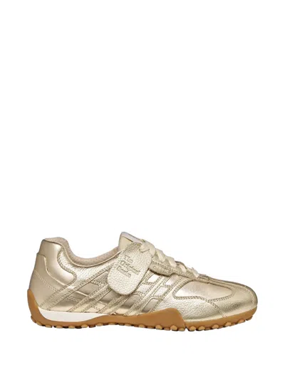 Geox Snake Metallic-finish Panelled Sneakers In Gold