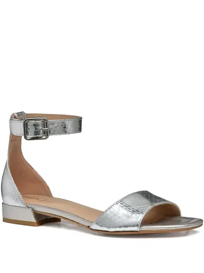 Geox Snakeskin-effect Ankle-strap Sandals In Silver