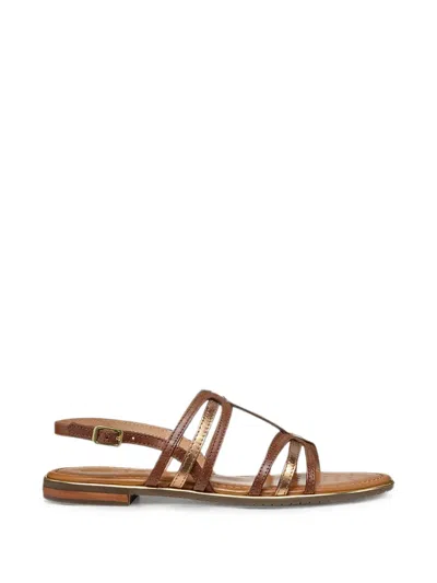 Geox Sozy Metallic-effect Multi-strap Sandals In Brown
