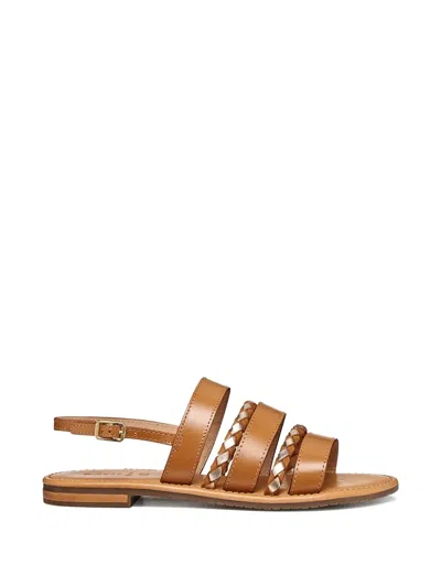 Geox Sozy S Braided Multi-strap Sandals In Brown