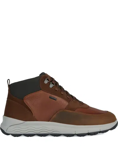 Geox Spherica 4x4 Leather Lace-up Boots In Brown