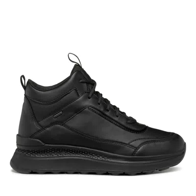 Geox Spherica Actif Black Flat Lace-up Leather Boots