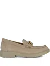 Geox Spherica Chain-link Suede Loafers In Neutral