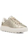 Geox Spherica Ec 4.1 Metallic-leather Lace-up Sneakers In Neutral